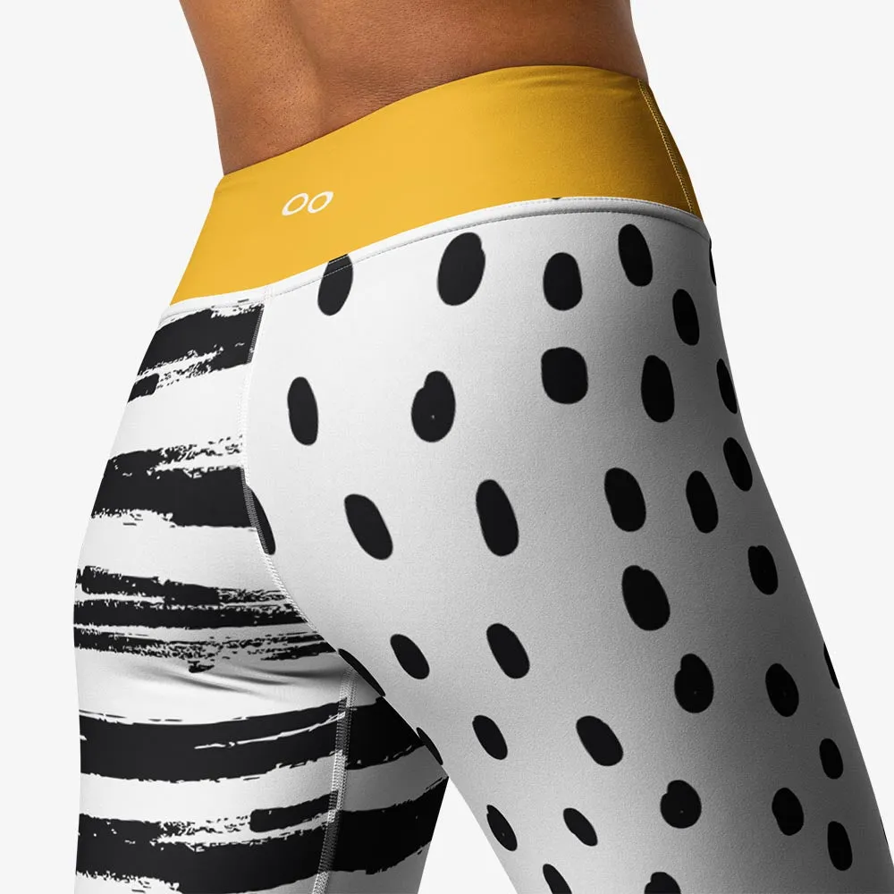 Printed Leggings "Dots&Stripes" Yellow