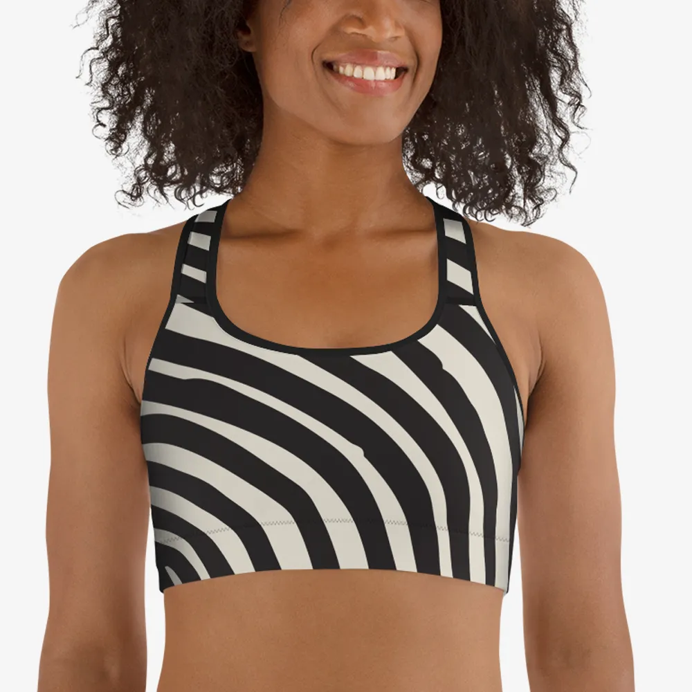 Printed Sports bra "Circus" Black/White/Purple