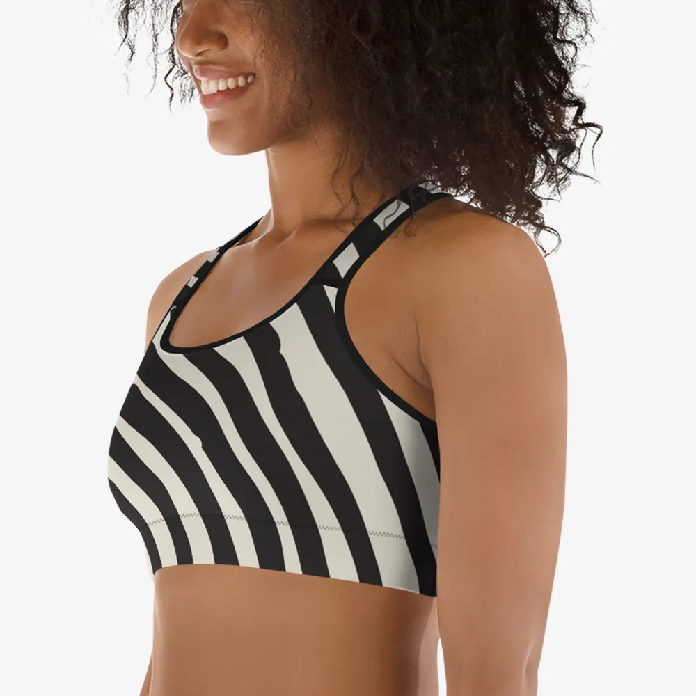 Printed Sports bra "Circus" Black/White/Purple