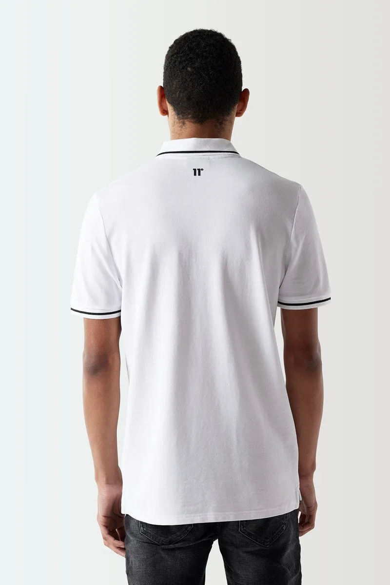 Printed Zip Polo - White