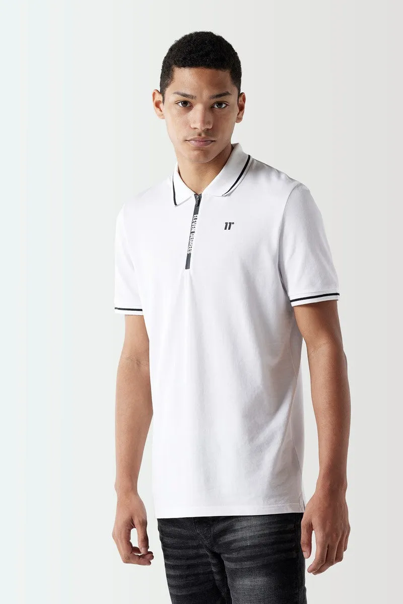 Printed Zip Polo - White