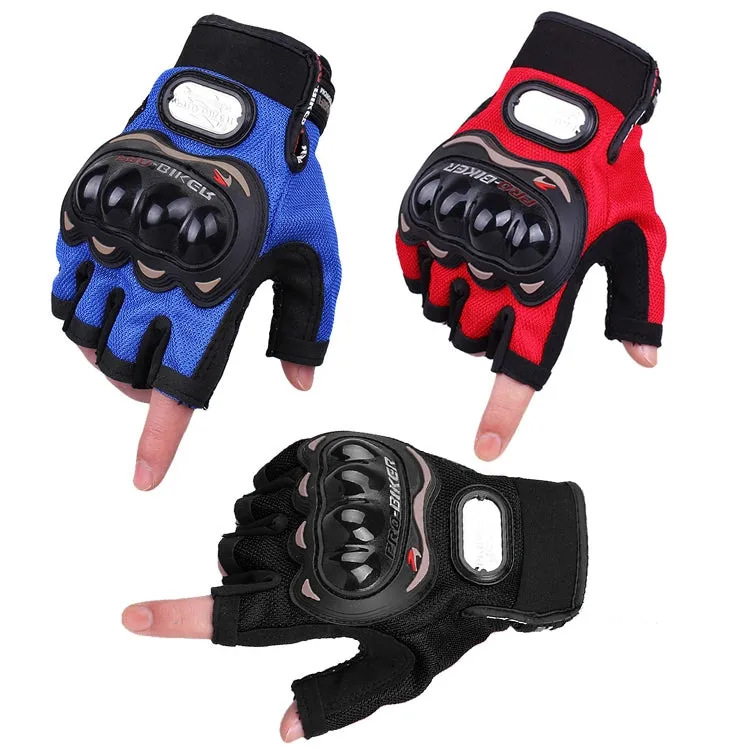 PRO-BIKER PRO01C Outdoor Cycling Glove Motorcycle Anti-Drop Safety Protection Half-Finger Glove, Specification: XL(Blue)