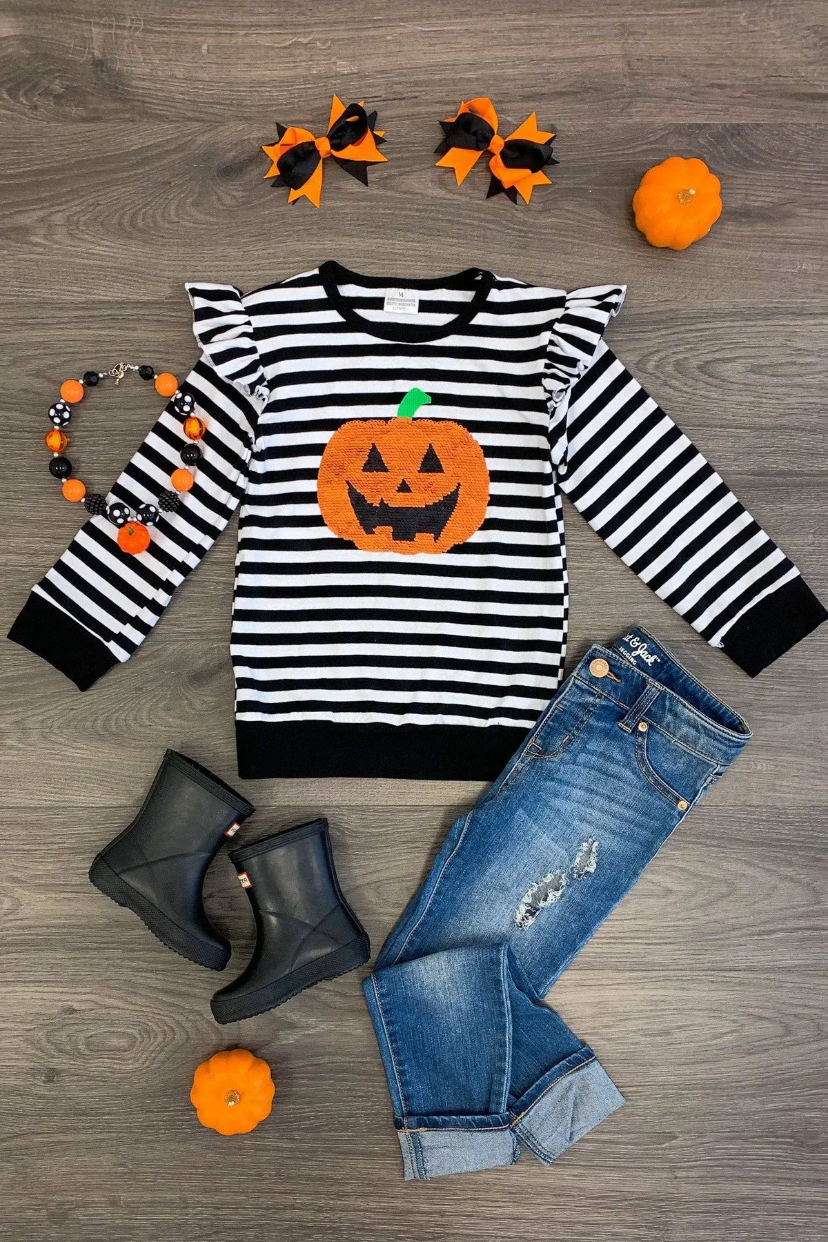 Pumpkin Flip Sequin Ruffle Top