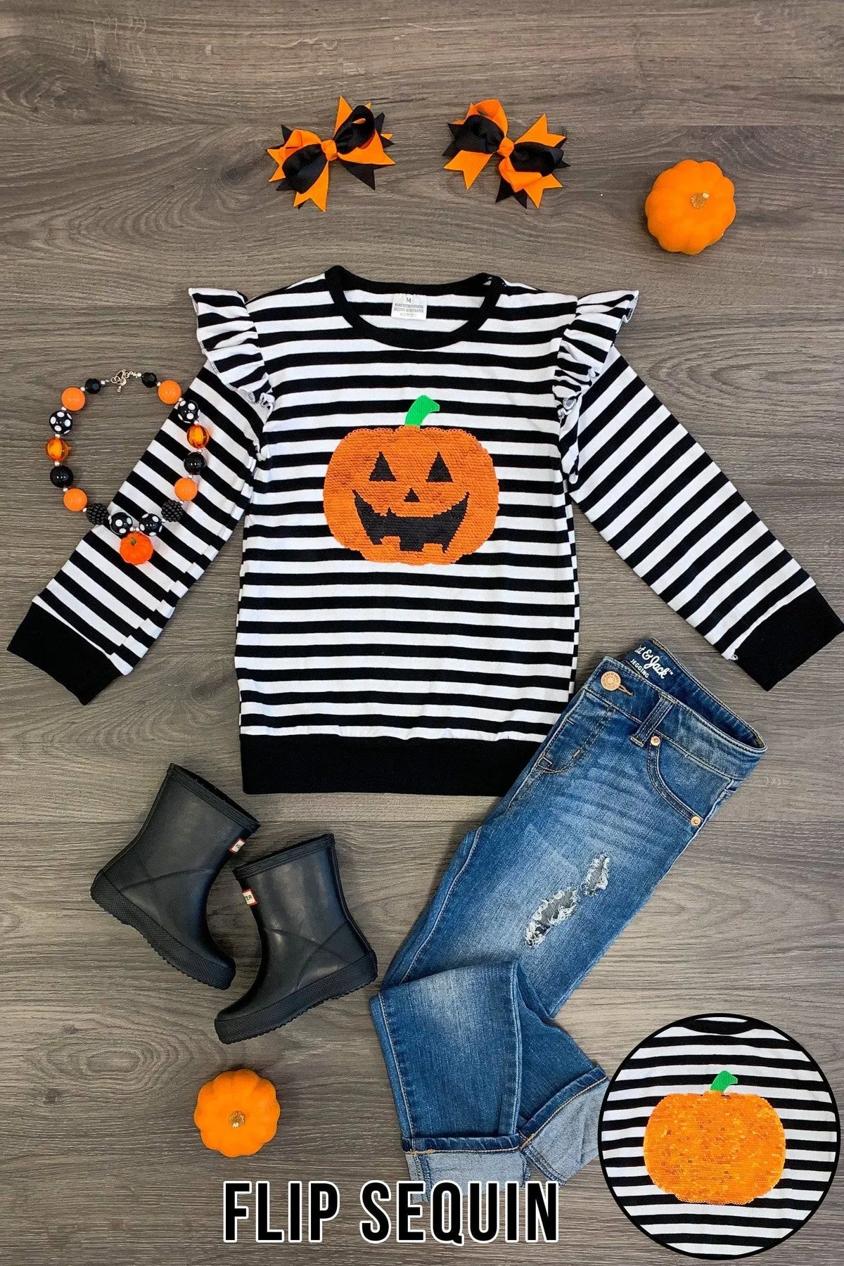 Pumpkin Flip Sequin Ruffle Top