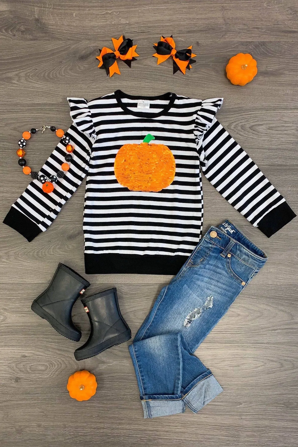 Pumpkin Flip Sequin Ruffle Top