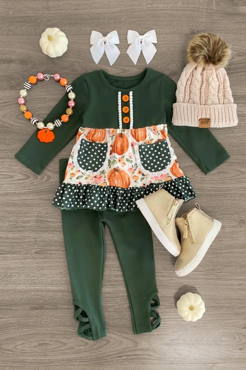 Pumpkin Floral Ruffle Legging Set