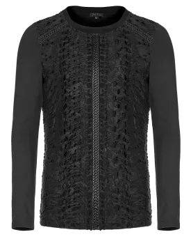 Punk Rave Mens Dark Dystopian Gothic Sectional Broken Knit Top