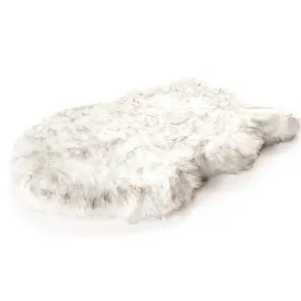 PupRug Faux Fur Curved Orthopedic Pet Bed - White with Brown Accents