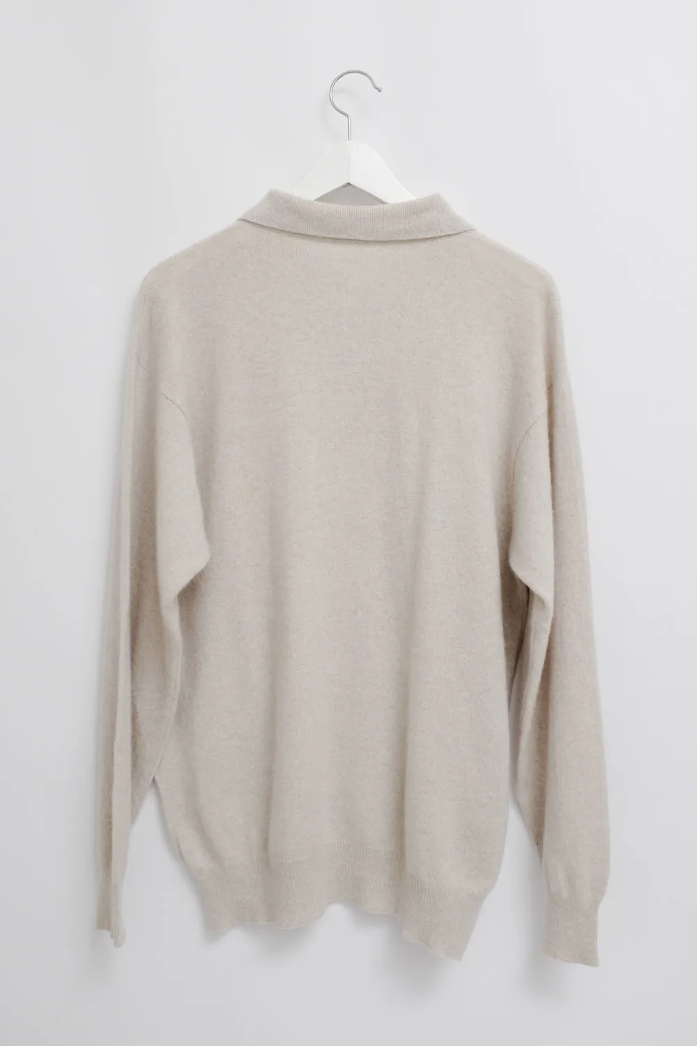 PURE CASHMERE OVERSIZE POLO SWEATER