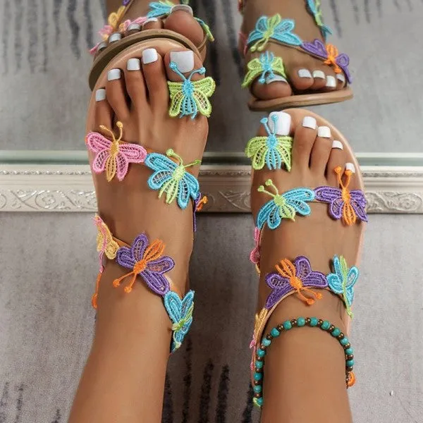 Purpdrank - Colour Casual Patchwork Butterfly Round Comfortable Shoes