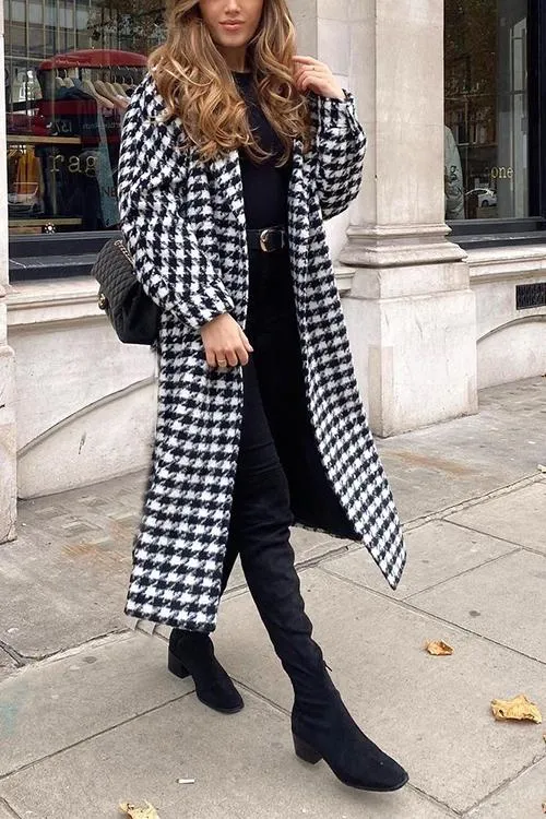 Purpdrank - Houndstooth Lapel Woolen Coat