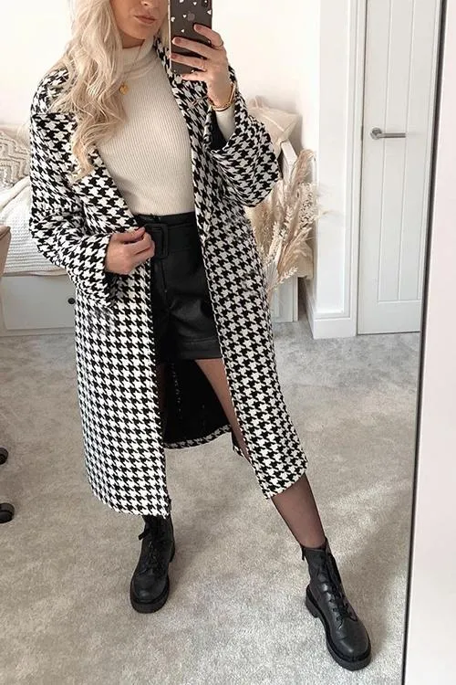 Purpdrank - Houndstooth Lapel Woolen Coat