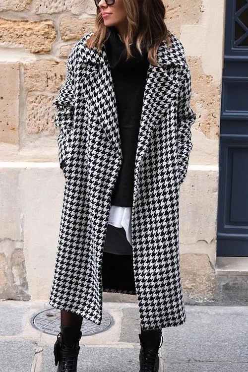 Purpdrank - Houndstooth Lapel Woolen Coat