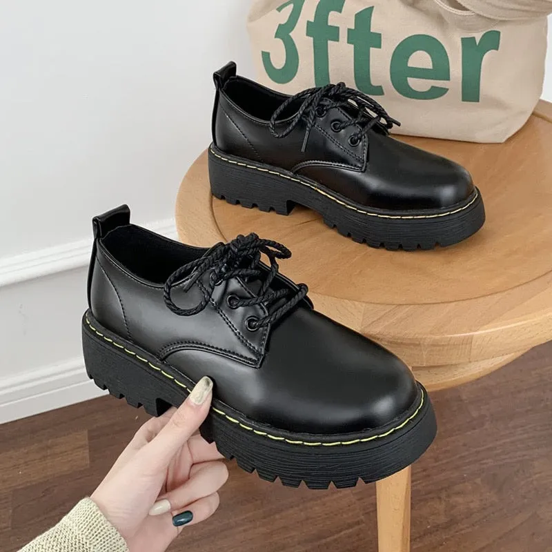 Purpdrank - Women Shoes Autumn Round Toe Female Footwear All-Match Loafers With Fur Clogs Platform Casual Sneaker British Style Oxfords Fall