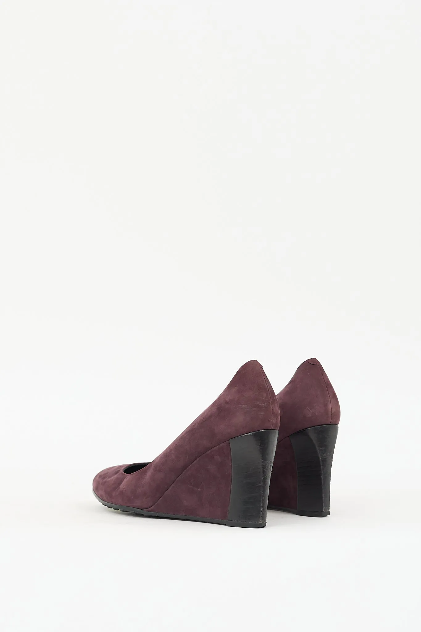 Purple & Black Suede Wedge Pump