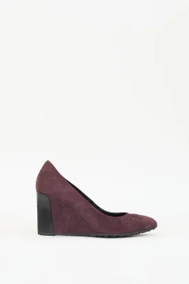 Purple & Black Suede Wedge Pump