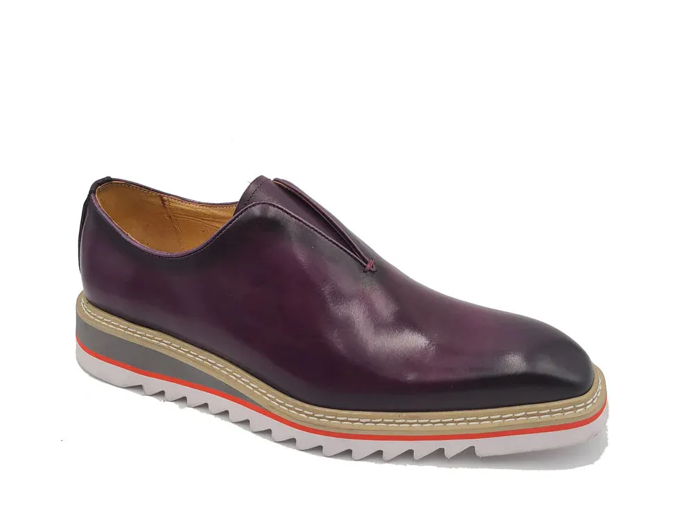 Purple Carrucci Men's Shoes Laceless Slip-On Loafer with Contrast Color Style No: K55S0-08