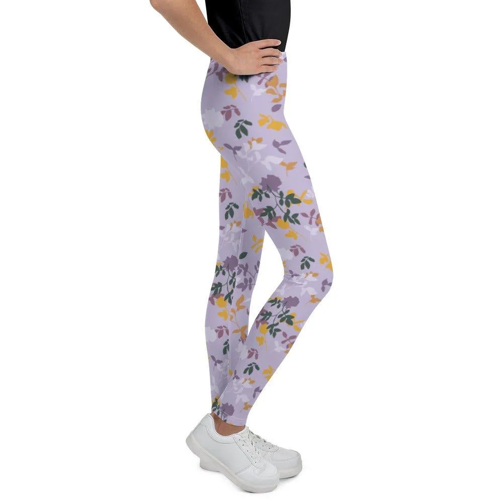 Purple Floral Youth Leggings