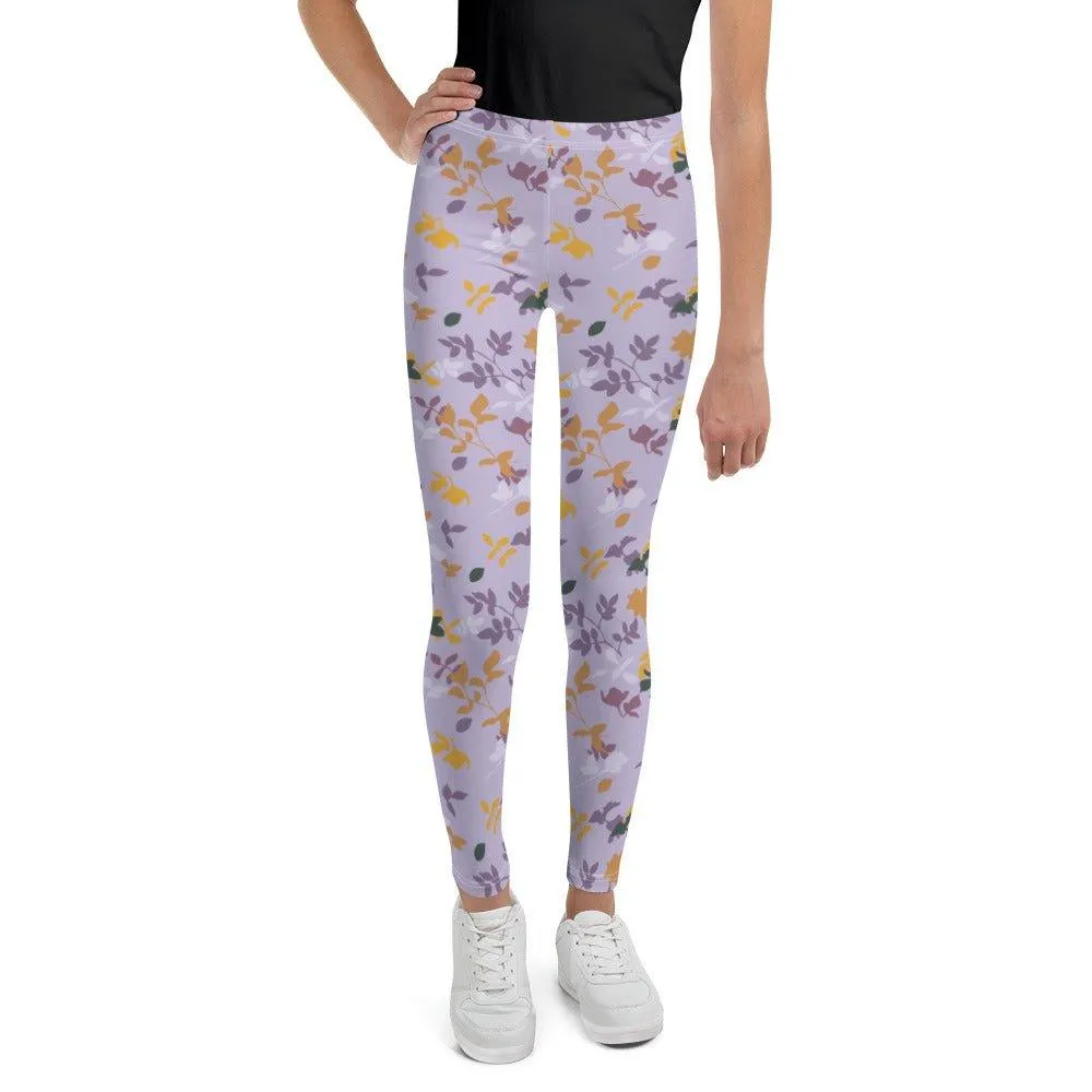 Purple Floral Youth Leggings