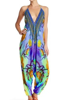 Purple Jumpsuit in Floral Print