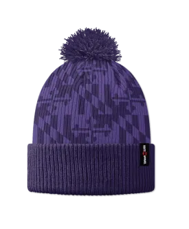 Purple Maryland Flag / Knit Beanie Cap w/ Pom-Pom