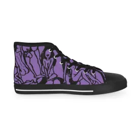 Purple Nude Art Men's High Tops, Unique Footwear, Modern Minimalist Best Men's High Top Sneakers Running Shoes