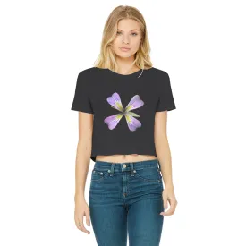 PurpleFlower3 Classic Women's Cropped Raw Edge T-Shirt