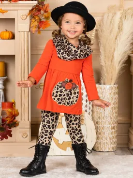 Purrfect Pumpkin Tunic, Leopard Leggings and Scarf Set