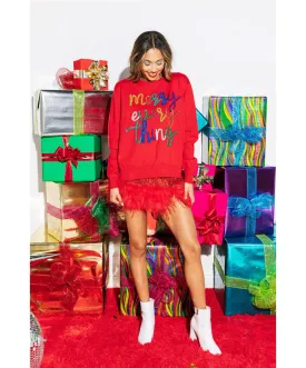 Queen Of Sparkles - Merry Everything Glitter Script  Sweater