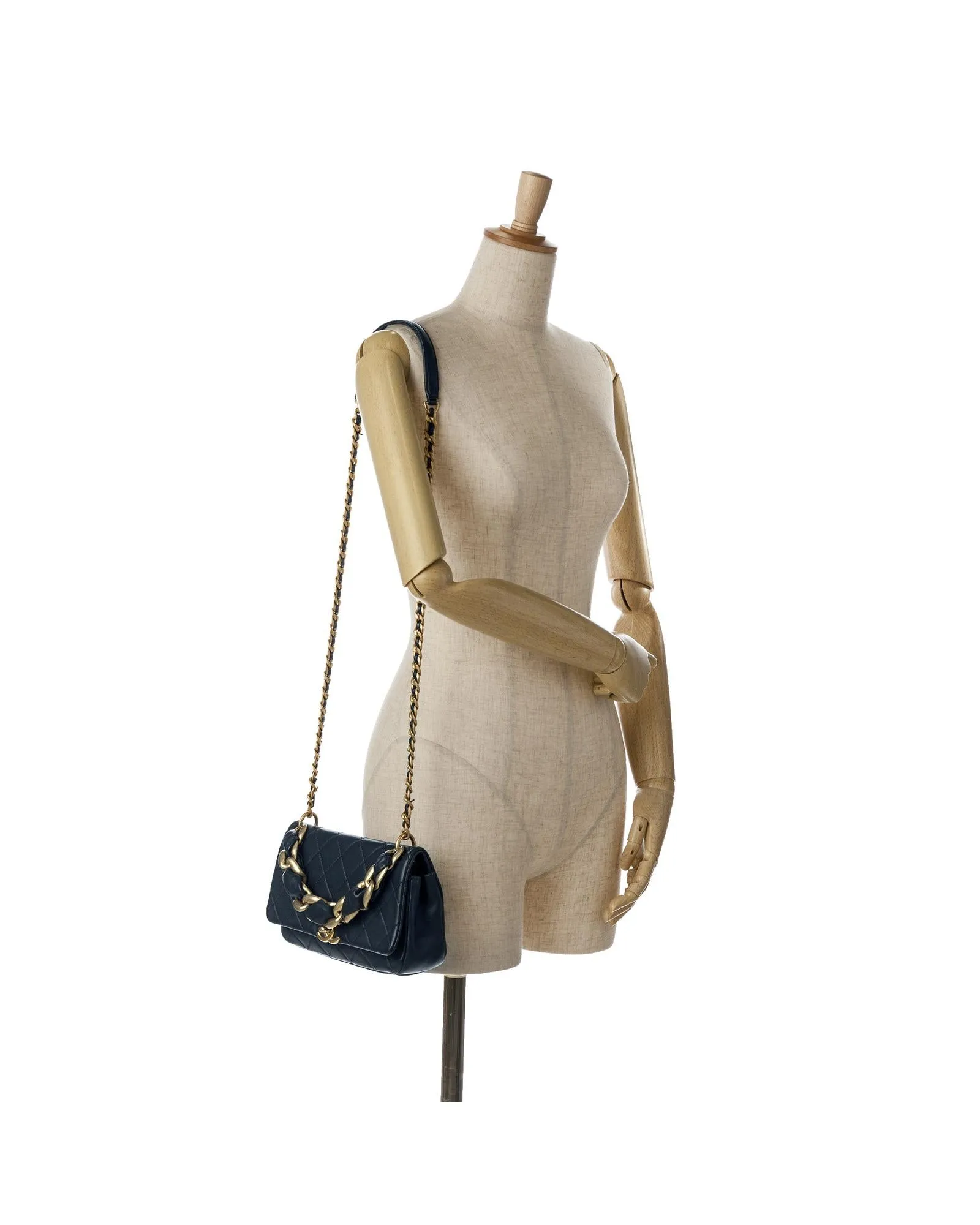 Quilted Lambskin Flap Satchel with Chain Handle