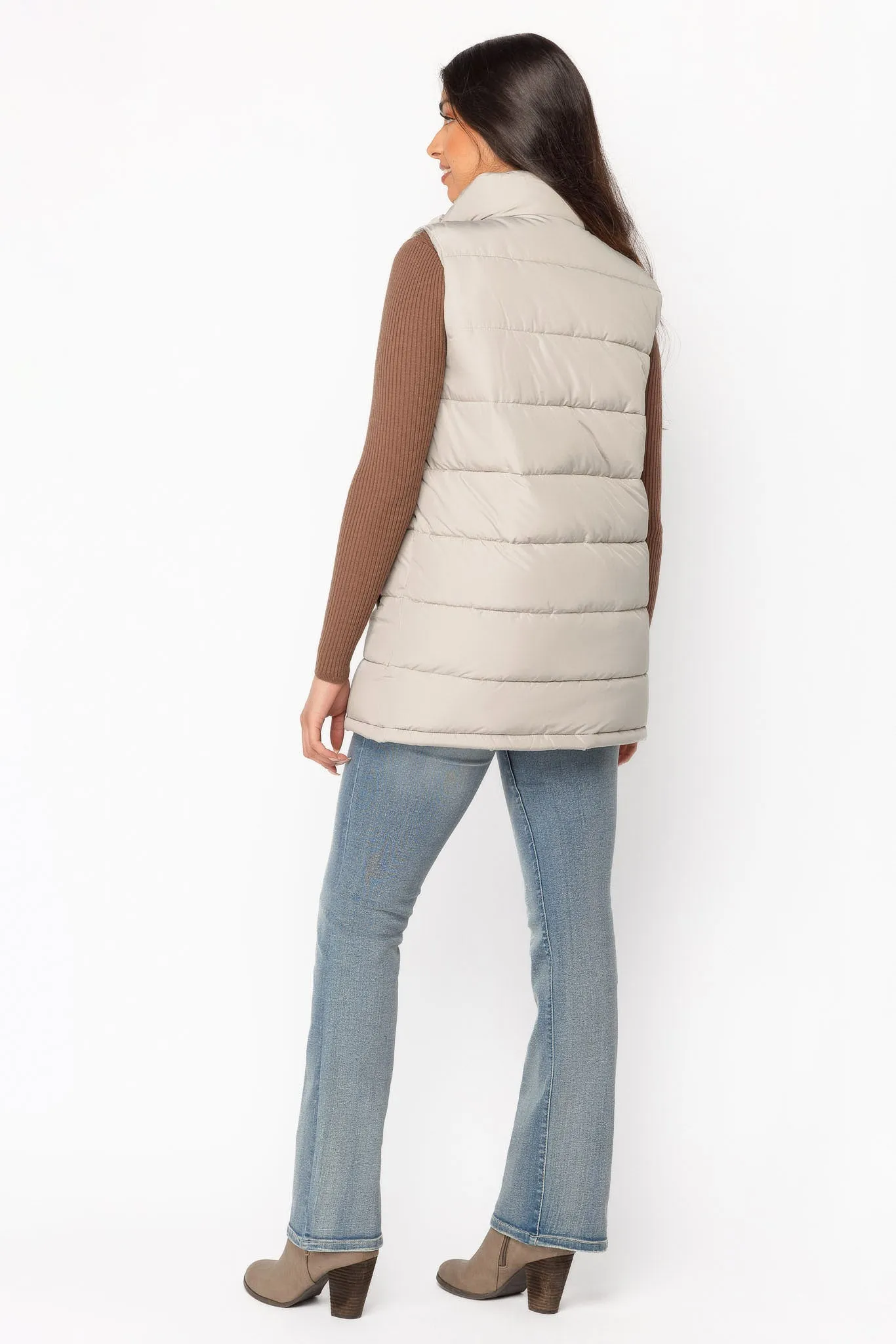 Quilted Puffer Mid-Length Vest