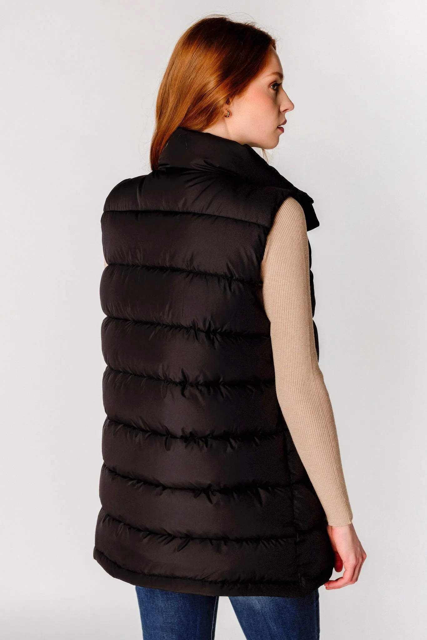 Quilted Puffer Mid-Length Vest