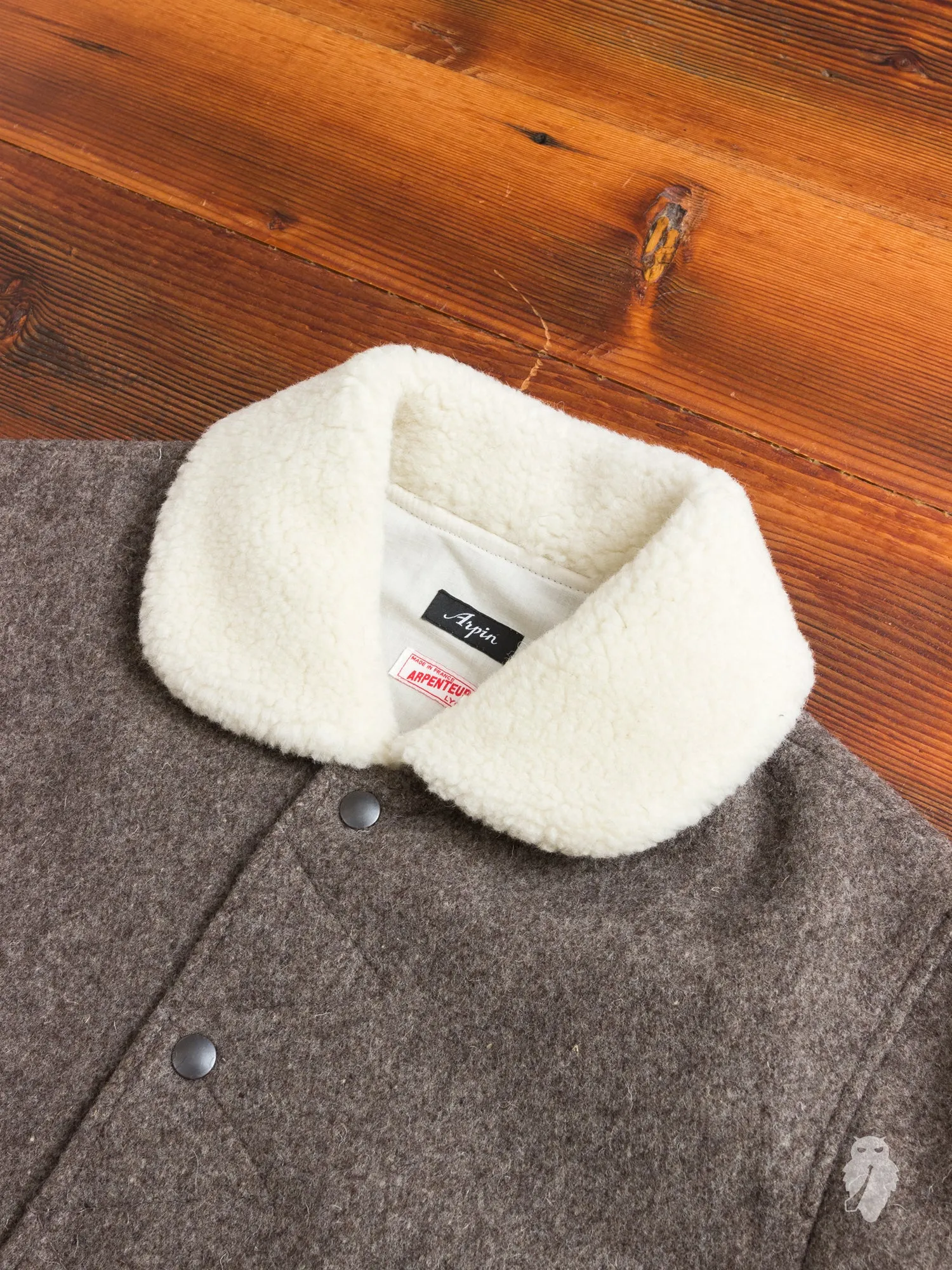 "Arpin" Sherpa Snap Jacket in Taupe