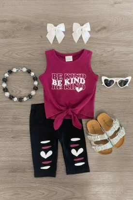 "Be Kind" Plum Heart Capri Set