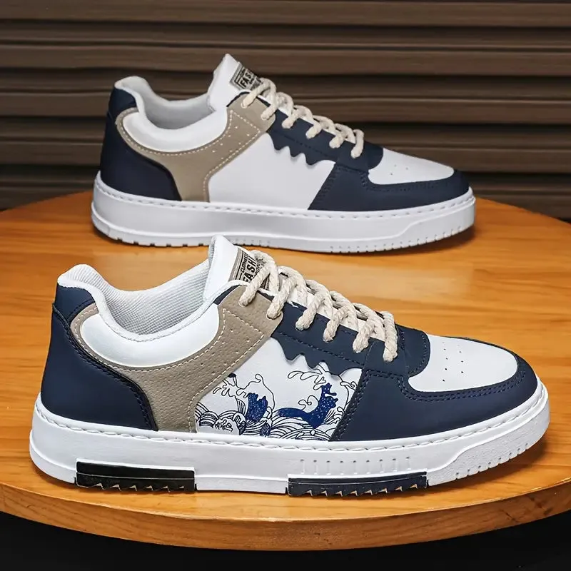 "Men's Casual Low Top Sneakers – Fashionable Athletic Shoes with TPU Sole & Fabric Lining"