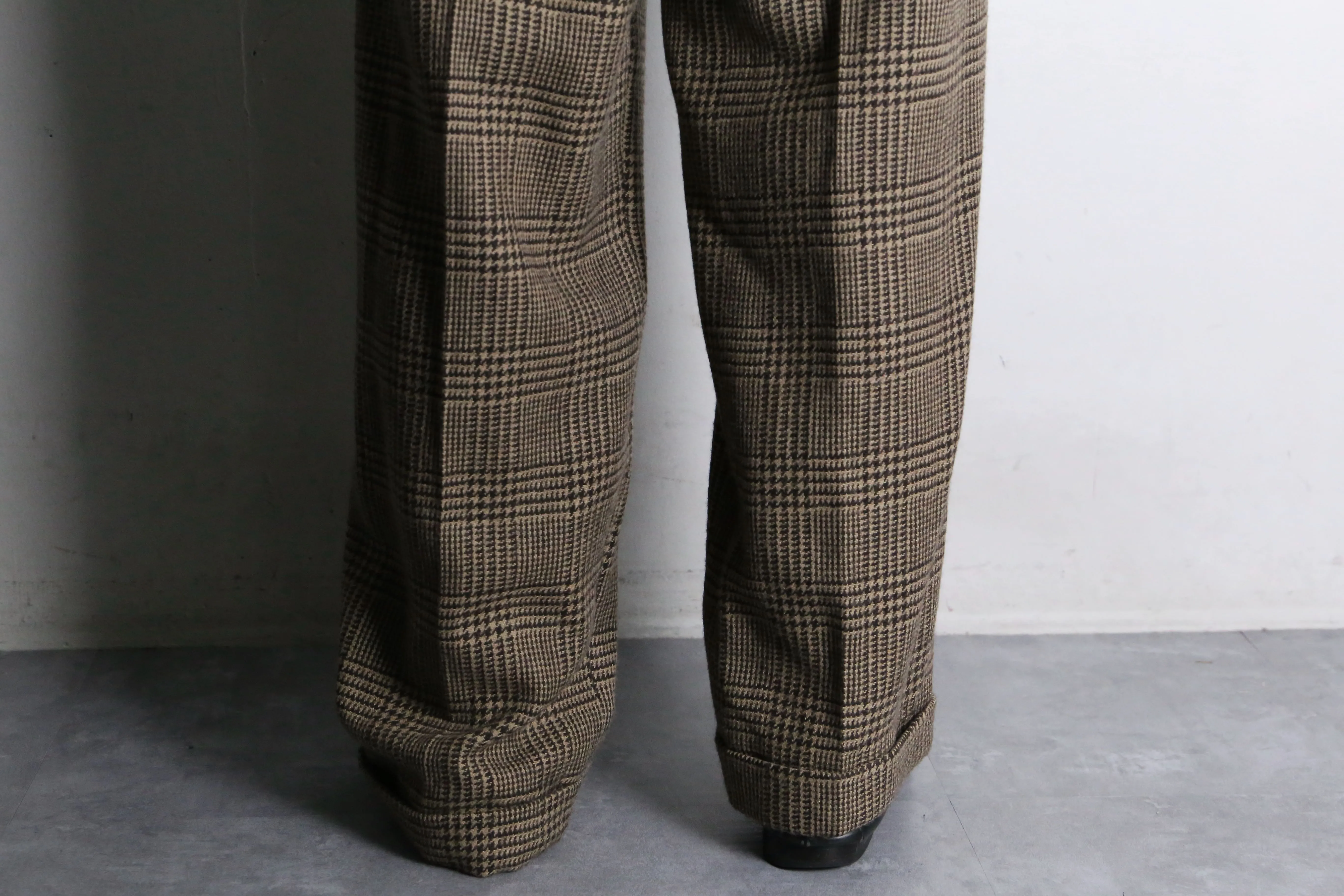 "Polo by RL" glen check wool wide slacks