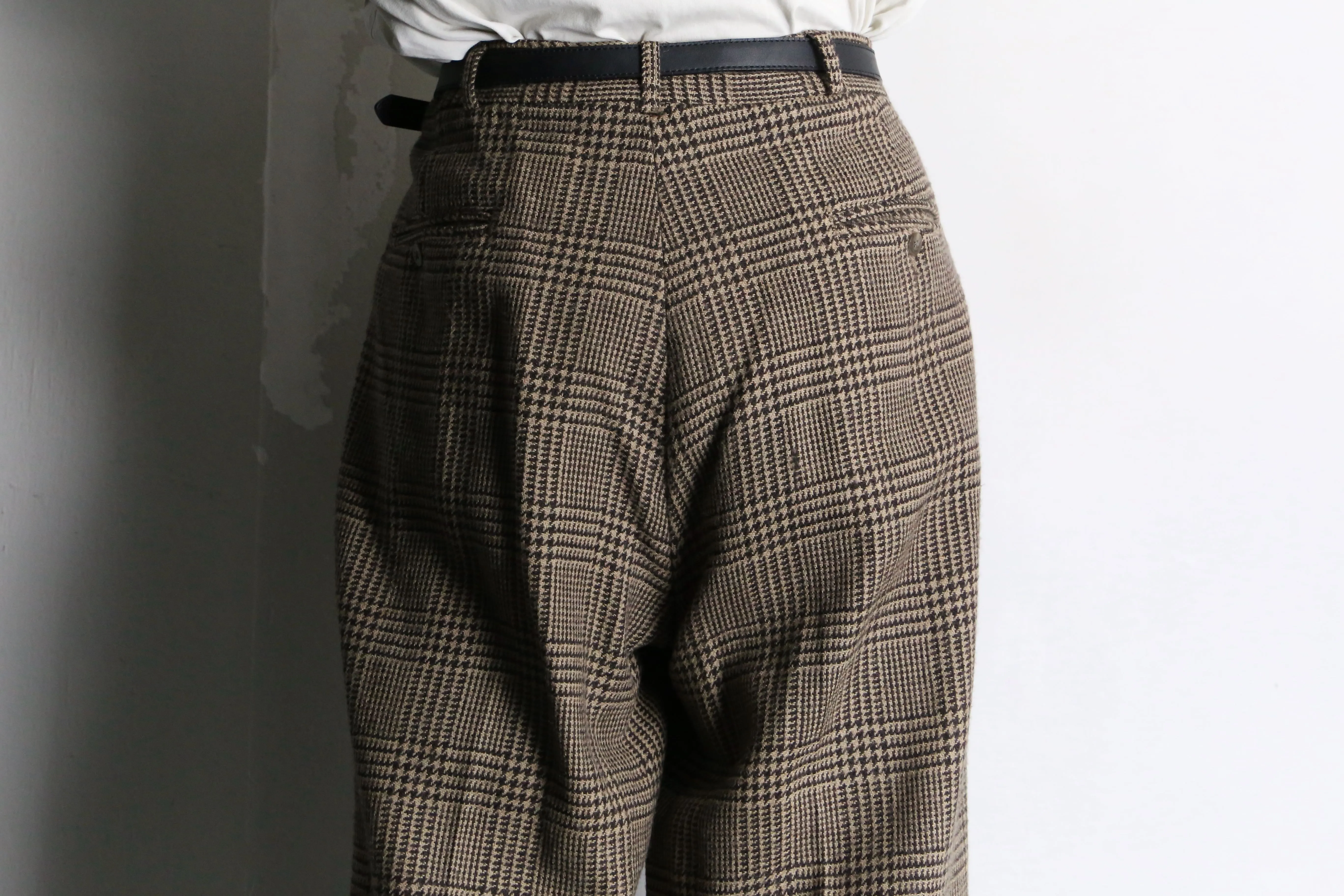 "Polo by RL" glen check wool wide slacks