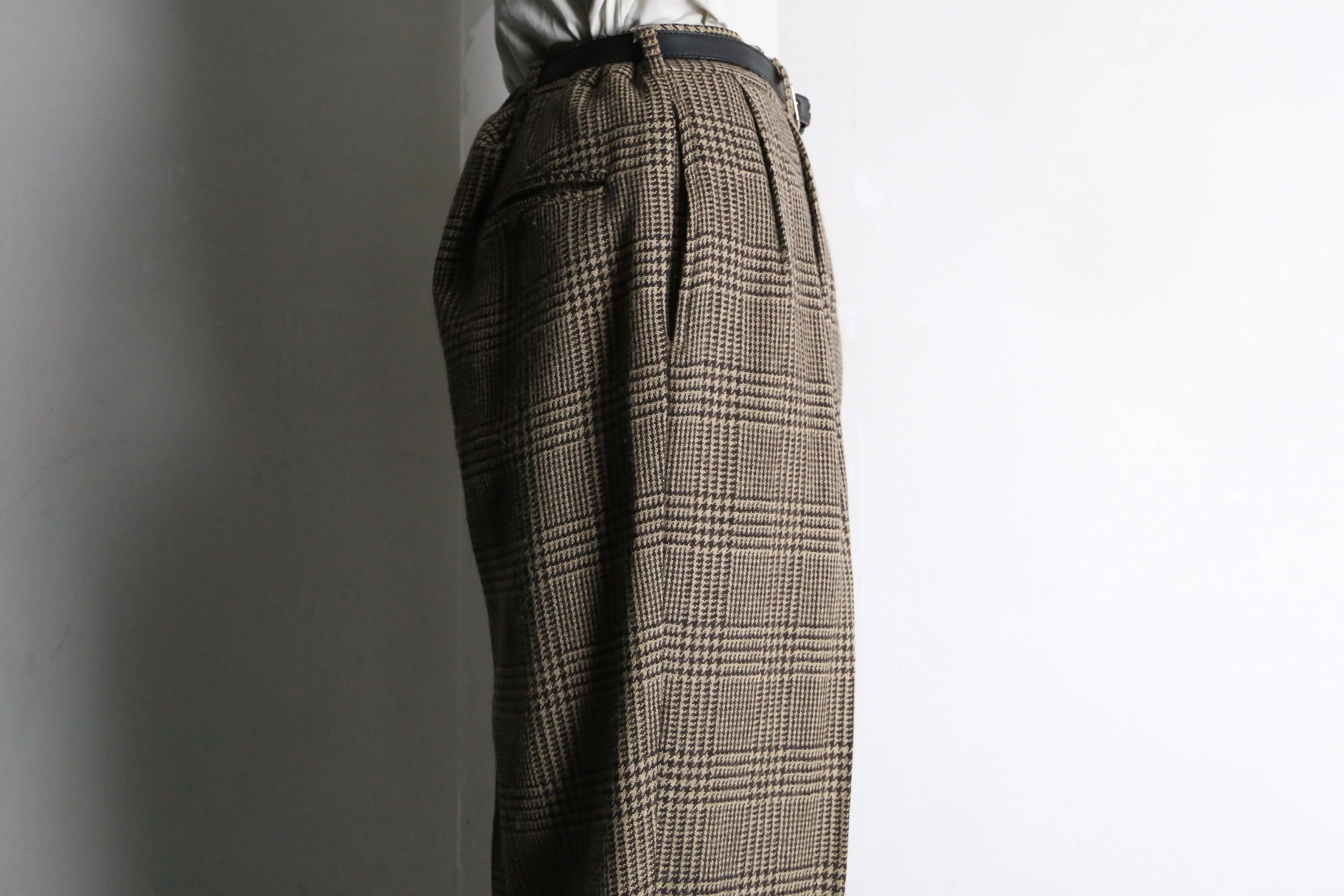 "Polo by RL" glen check wool wide slacks