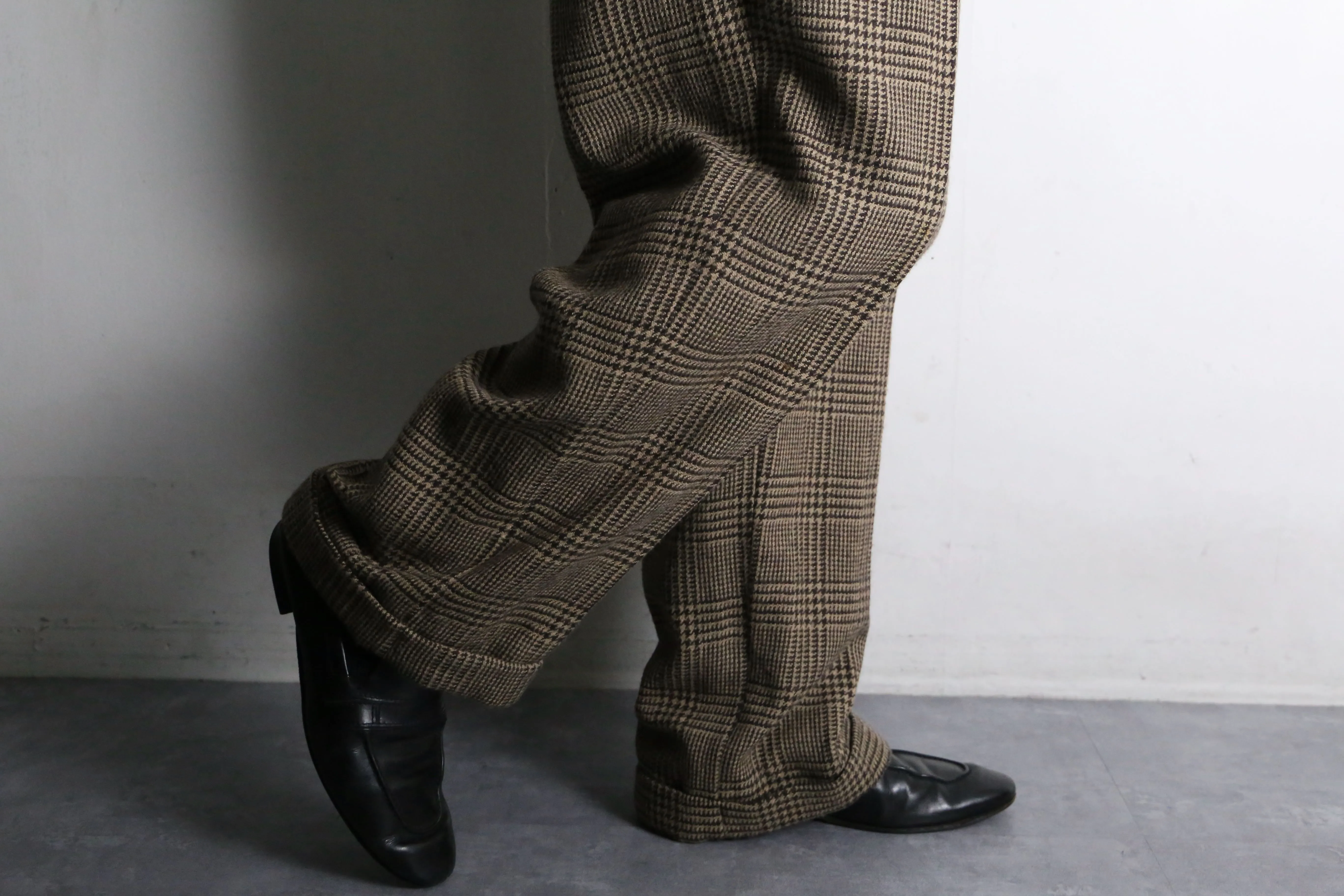 "Polo by RL" glen check wool wide slacks