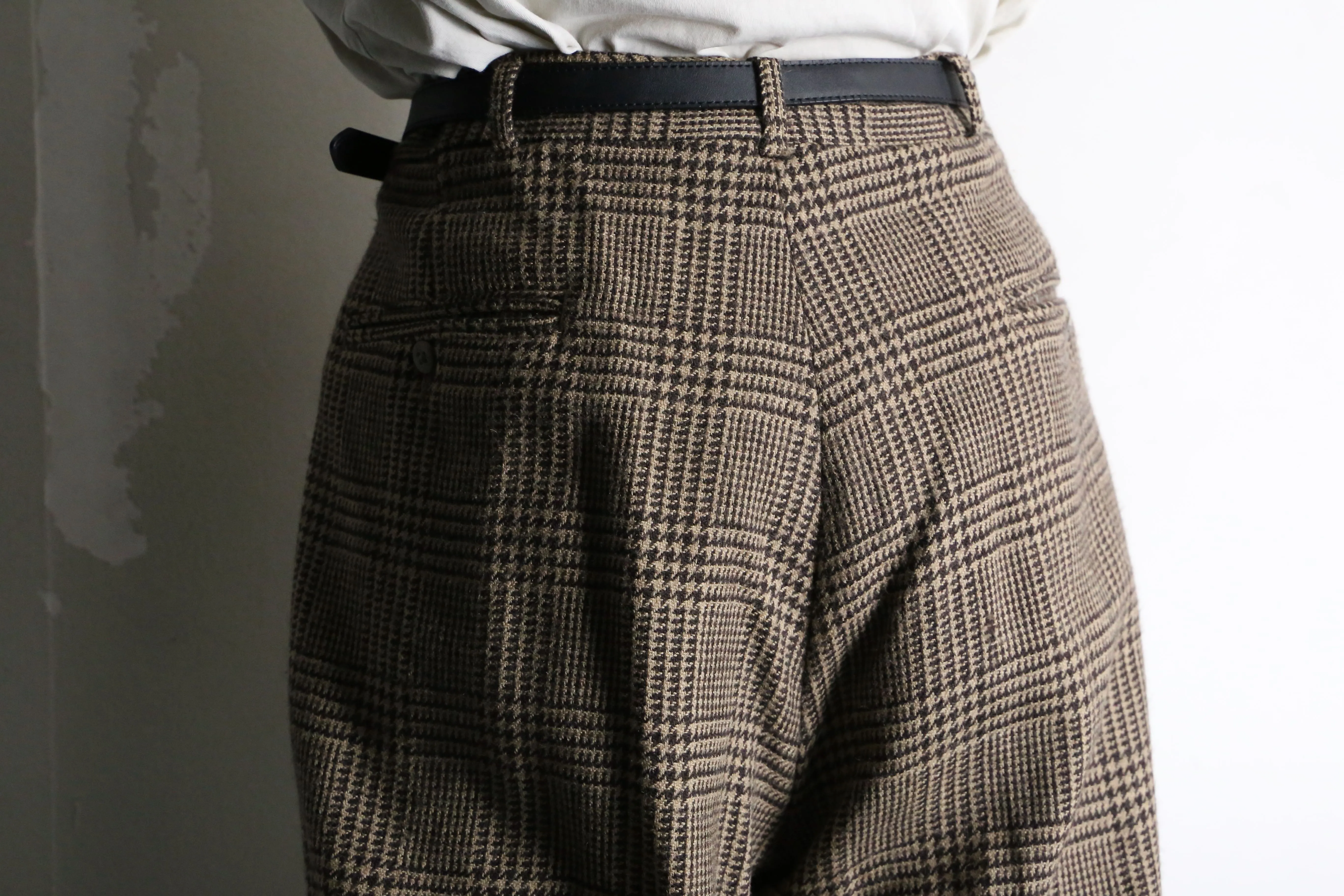 "Polo by RL" glen check wool wide slacks