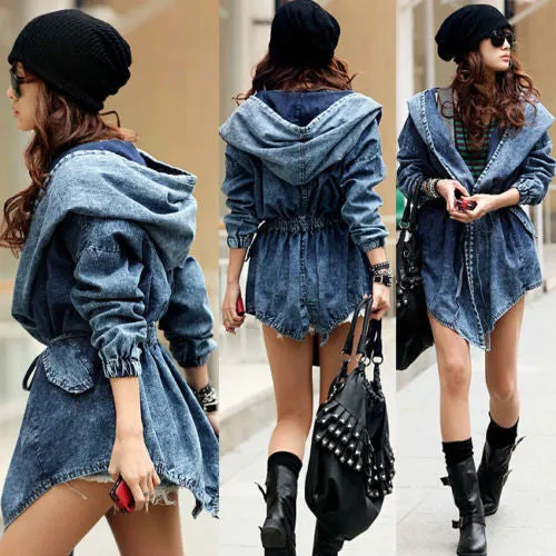 "Slay" Denim oversize hooded jacket