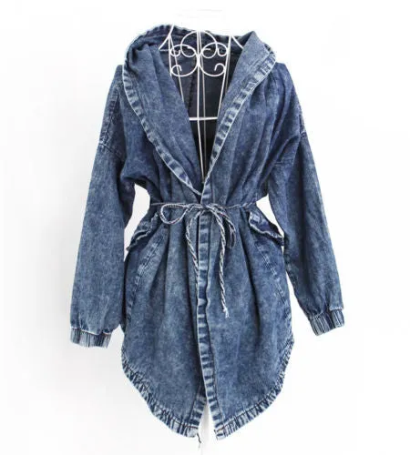 "Slay" Denim oversize hooded jacket