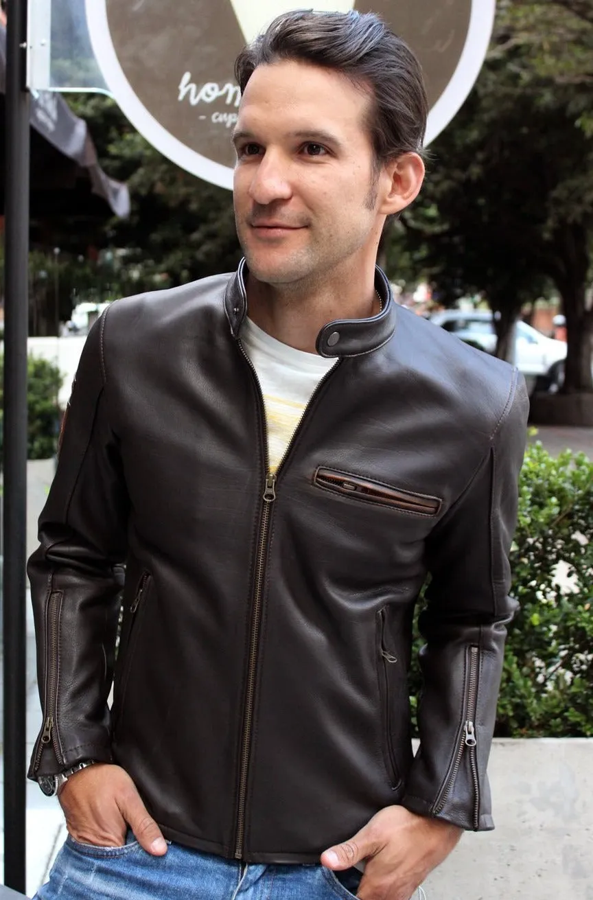 R79 Leather Jacket Brown Vintage Fit - Motorcycle Cafe Racer