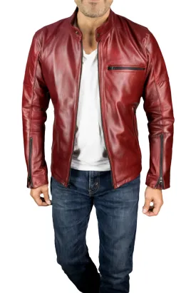 R79 Leather Jacket Wine Vintage Fit - Motorcycle Cafe Racer