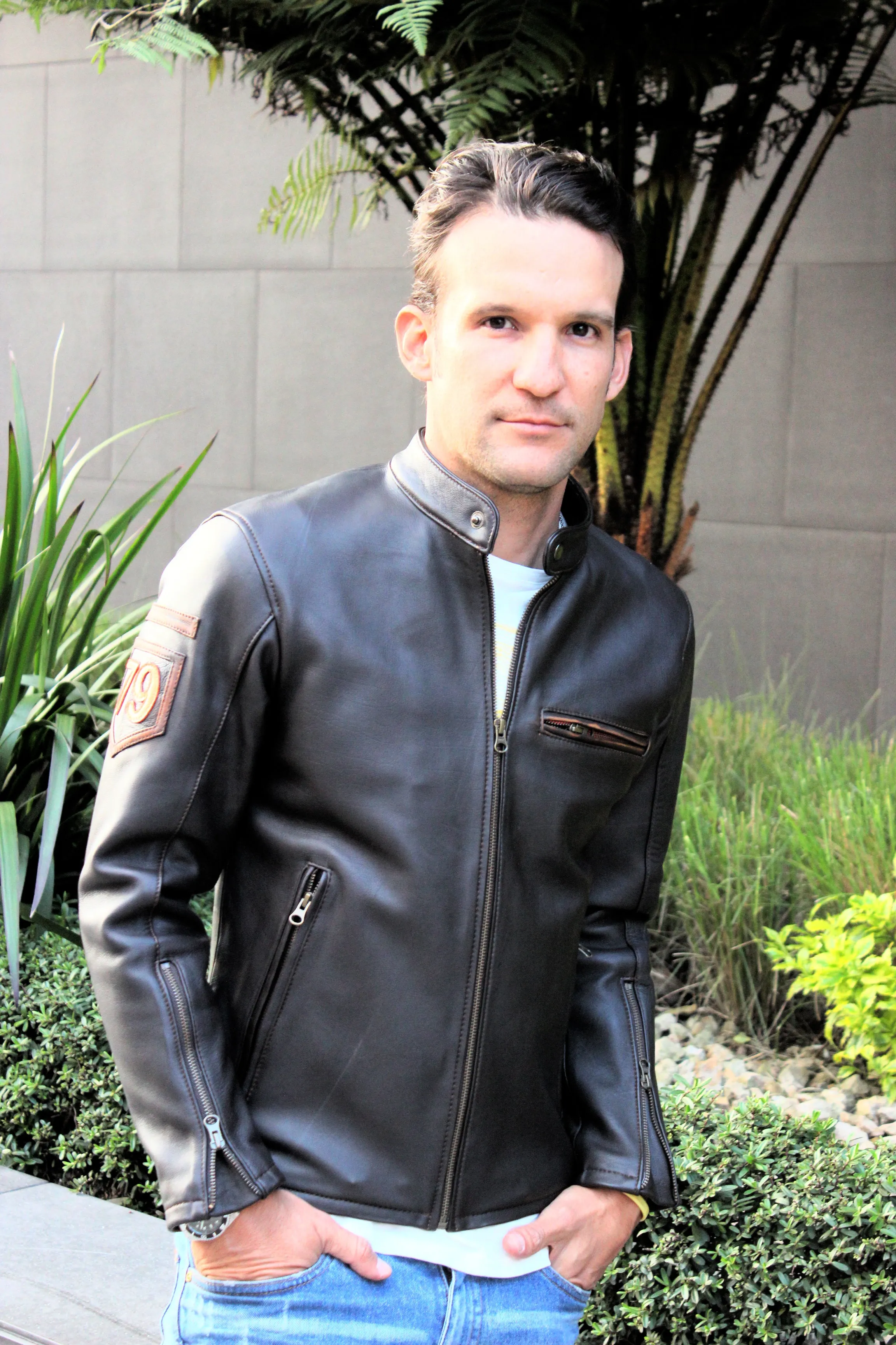 R79 LIMITED Leather Jacket Lambskin Distressed Brown Vintage Fit - Cafe Racer