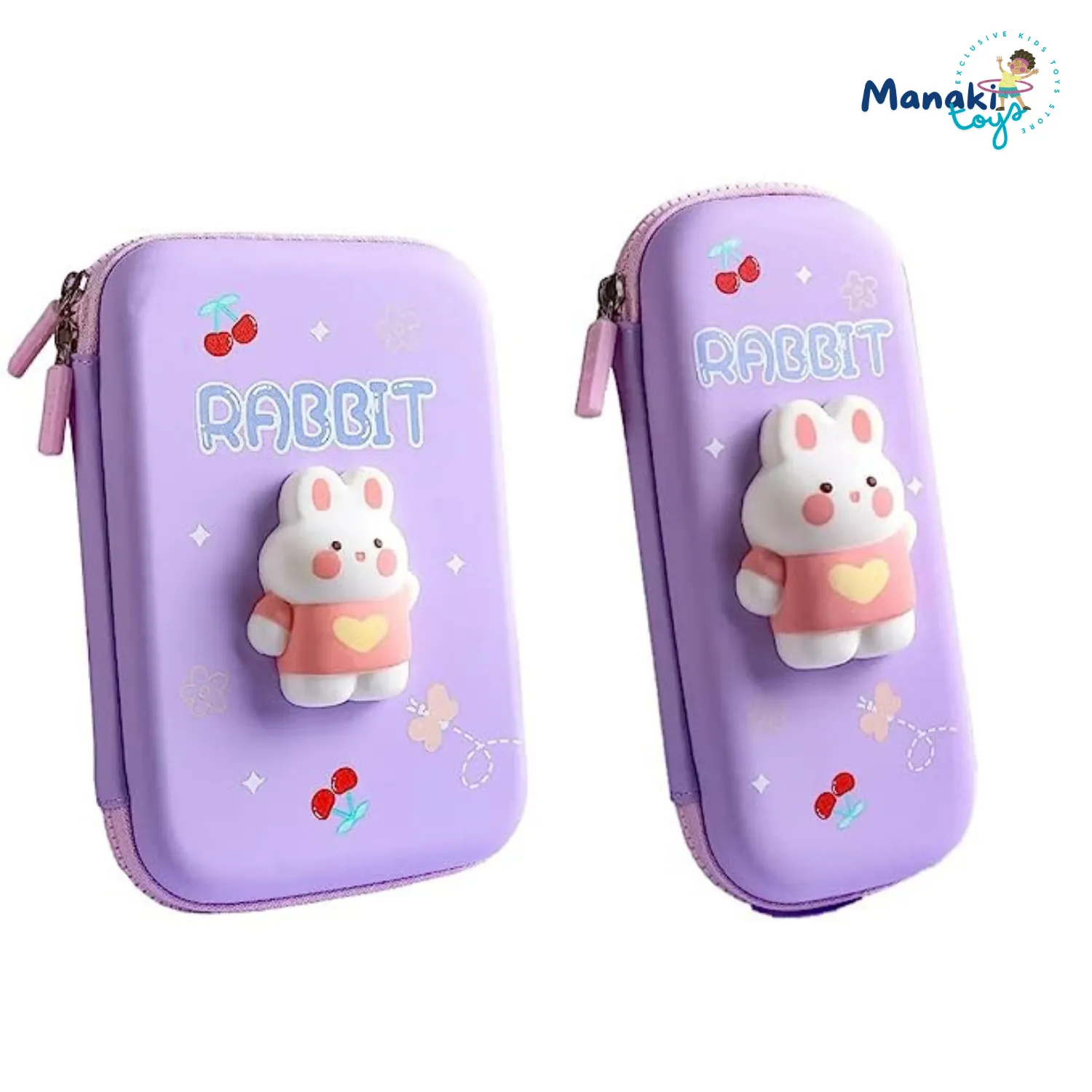 RABBIT CARTOON THEME PENCIL CASE - 3D EVA PENCIL CASE POUCH, MULTIPURPOSE ZIPPER PENCIL CASE FOR KIDS, PEN AND PENCIL BAG FOR SCHOOL KIDS, GIRLS, STATIONERY STORAGE BOX