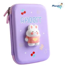 RABBIT CARTOON THEME PENCIL CASE - 3D EVA PENCIL CASE POUCH, MULTIPURPOSE ZIPPER PENCIL CASE FOR KIDS, PEN AND PENCIL BAG FOR SCHOOL KIDS, GIRLS, STATIONERY STORAGE BOX