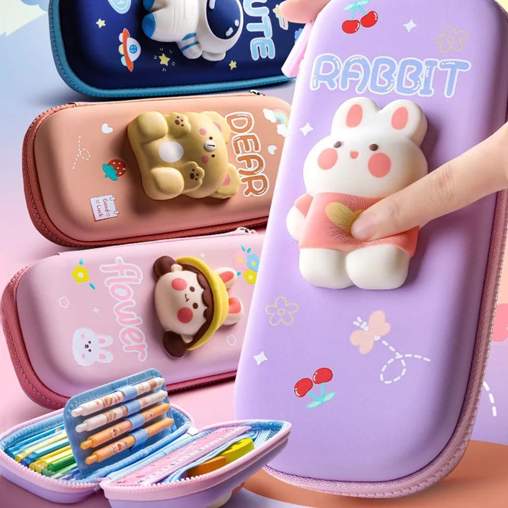 RABBIT CARTOON THEME PENCIL CASE - 3D EVA PENCIL CASE POUCH, MULTIPURPOSE ZIPPER PENCIL CASE FOR KIDS, PEN AND PENCIL BAG FOR SCHOOL KIDS, GIRLS, STATIONERY STORAGE BOX