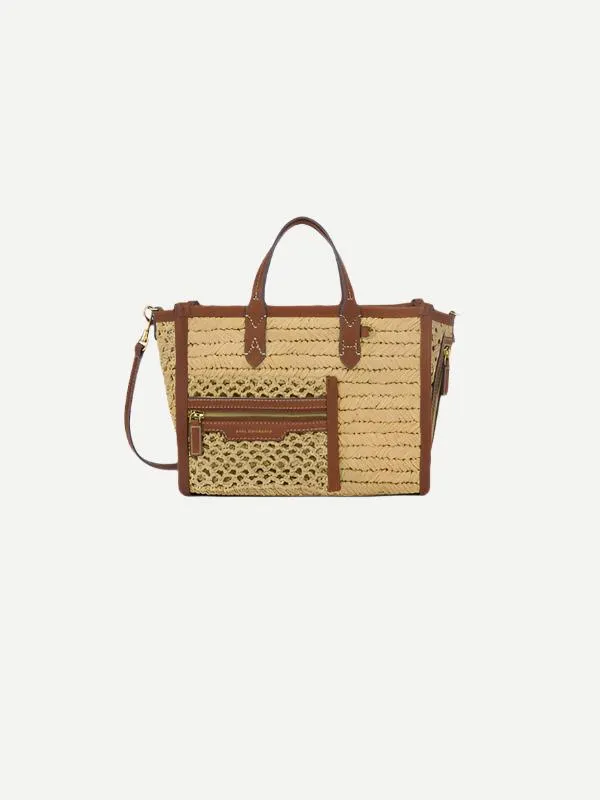 Raffia Pocket XS Cross-body Tote with Cedar