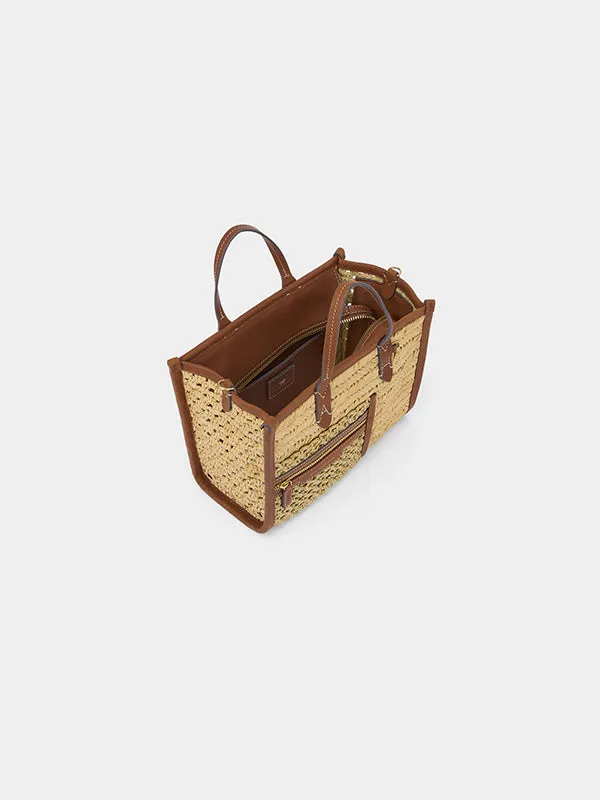 Raffia Pocket XS Cross-body Tote with Cedar